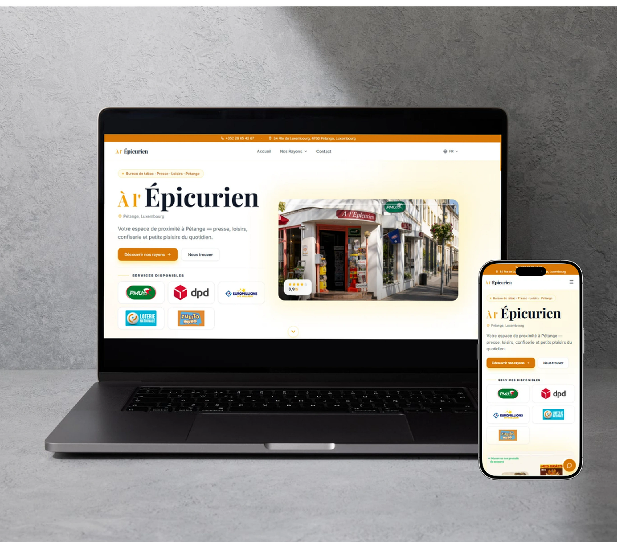 Réalisation L’Épicurien présentée sur ordinateur et mobile
